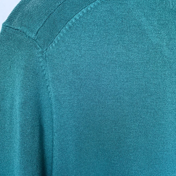 Zara Men's Teal V-Neck Sweater With Ribbed Trim - Picture 4 of 6
